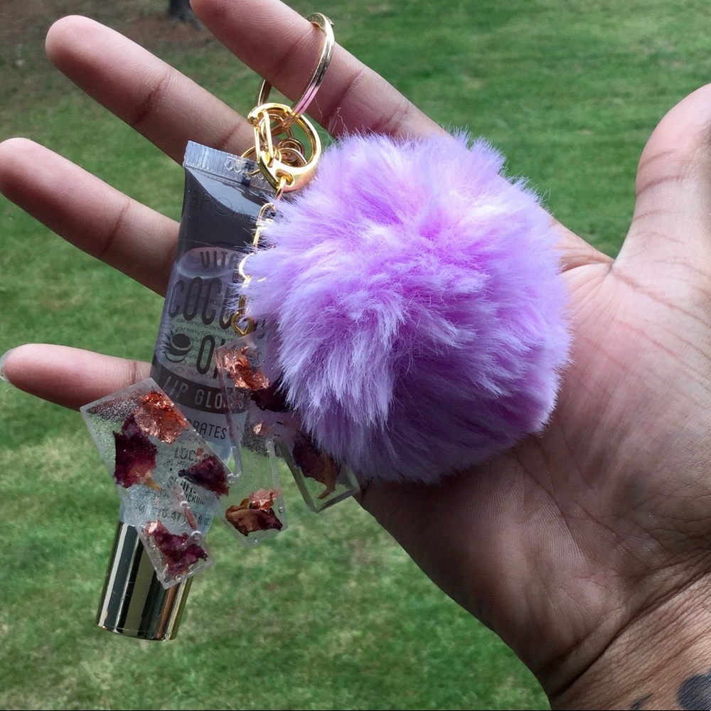 Custom Initial Rose and flake infused Keychain
